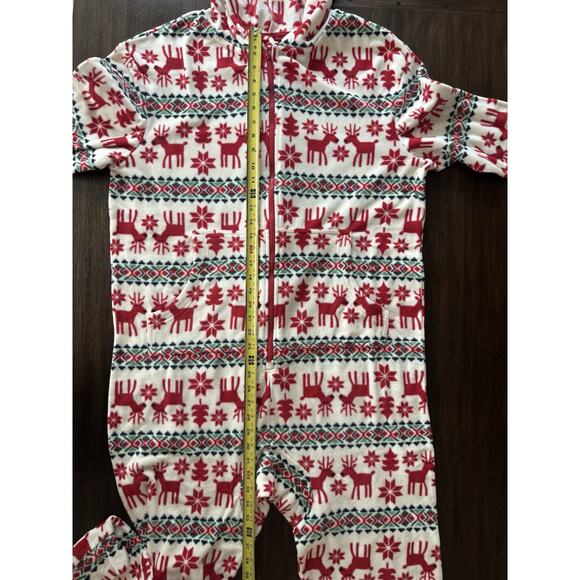 Hanna Andersson Fleece One Piece Jumpsuit Pajamas S/M Dear Deer Marshmallow - Picture 7 of 11